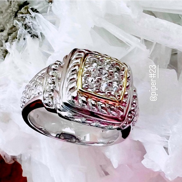 EUC Judith Ripka JR TWO Fontaine Diamond Signet Ring 7 - Picture 3 of 7